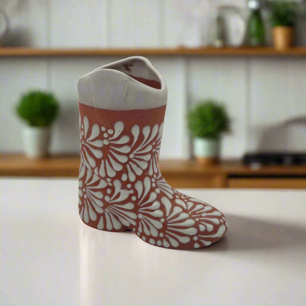 Talavera Boot Planter | Hand-Painted Mexican Pottery Accent