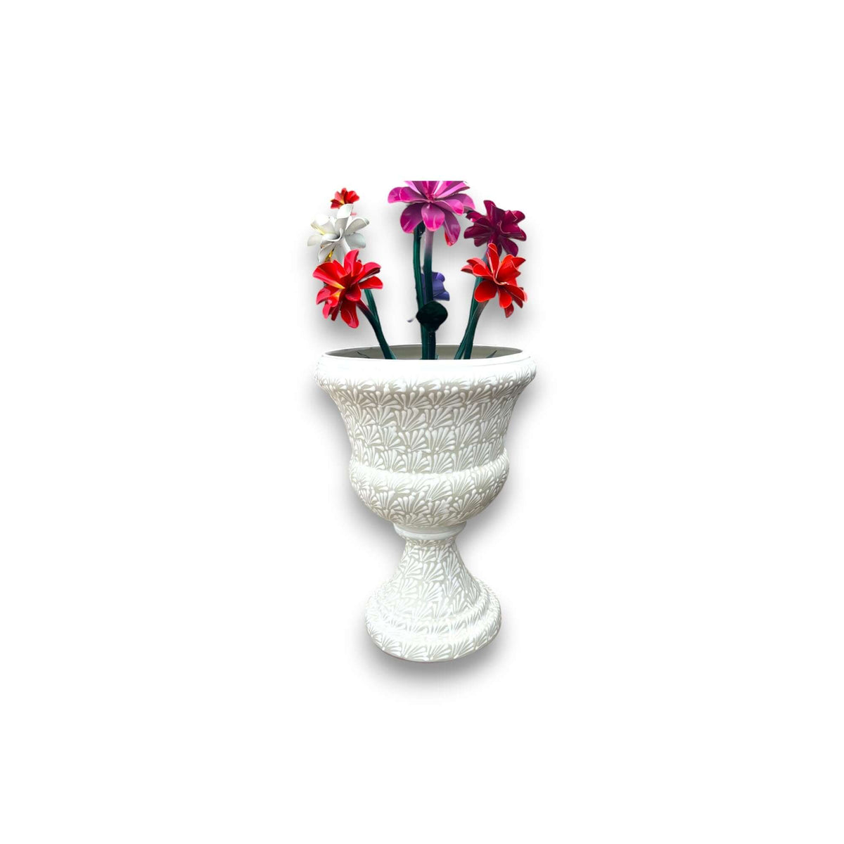 Talavera White Flower Pot | Handmade Mexican Ceramic Planter